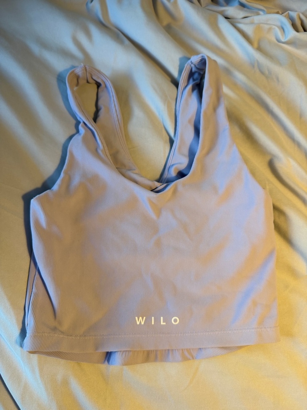 WILO Lavender Ribbed Crop Sports Bra - Light Support